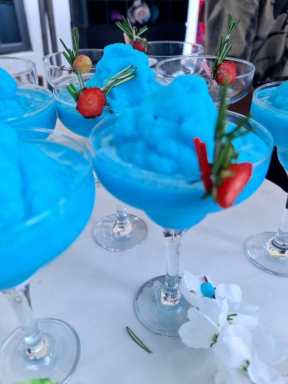 Electric Blue vodka shots by SipNDrink
